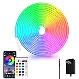 segrass 16.4ft Led Neon Rope Lights Remote/APP Control IP65 Waterproof Flexible 24VRGB LED Neon Lights Music Sync Led Neon Strip Lights Led neon Lights for Bedroom Room Outdoors Décor