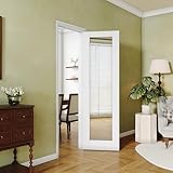 Lakenyon 1-Lite Mirror Interior Door, 24'x 80', French Doors for Wardrobe & Bedroom, Single Pantry Door Slab, MDF, White Primed