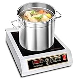 3500W Commercial Induction Cooktop, 208V-240V Electric Countertop Burner with Touch Screen & Button Control, Multiple Temperature Settings,...