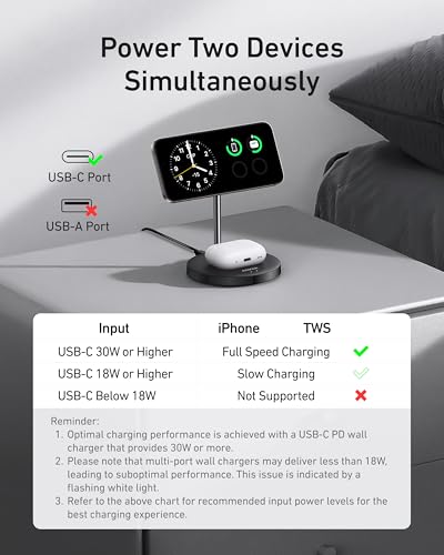 Anker MagSafe Compatible MagGo Charger Stand, iPhone 16 Wireless Charger, 2-in-1 Charging Station, Qi2 Certified 15W Wireless Charger Stand, for iPhone 16/15/14/13/12, AirPods Pro (No Wall Charger)