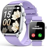 Smartwatch für Herren Damen - Annehmen/Tätigen von Anrufen, 2024 IP68 Wasserdicht Fitness Tracker Uhr mit Schlaf-Schrittzähler Aktivität-Smartwatch für Samsung Android iPhone iOS (Klassisch, Lila