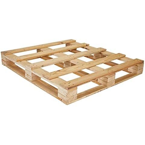 Treaton, 4 Way Wooden Pallets, Easy for Commercial Use, Fully Assembled, Strong Sturdy Structure, 5 Pcs, 48" x 48", Wood Finish Cover