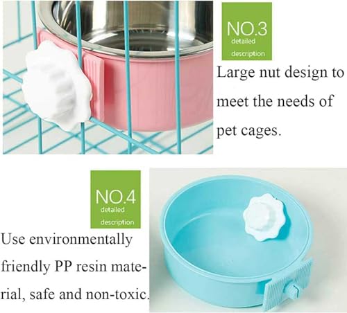 Double gamelle pour chien et chat suspendue cage inox jaune S