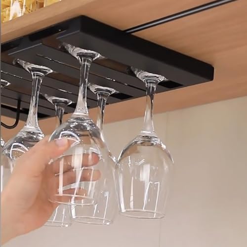 Soporte para copas de vino, estante decorativo para colgar debajo del gabinete, de acero inoxidable, para cocina