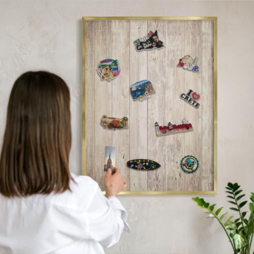Tablón de anuncios magnético 80x60 de acero dorado para notas de pared 2