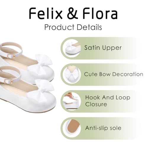 Image of Felix & Flora Toddler Flower Girl Dress Shoes - Baby Girl Ballet Mary Jane Flats for Party School Wedding
