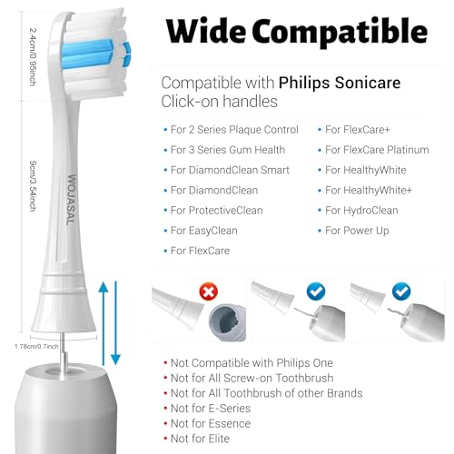 REDTRON Standard Toothbrush Heads Compatible With Philips Pro Results, 8 Pack Toothbrush Heads For FlexCare, ProtectiveClean, HealthyWhite, EasyClean And PowerUp, Medium Brush Heads(White
