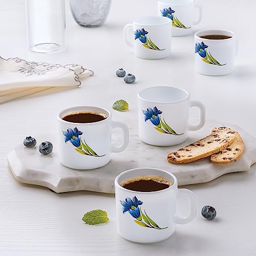 Image of Larah by BOROSIL Nina Opalware Mug, Set of 6 Tea /Coffee Mugs, 100 ml Each, Microwave & Dishwasher Safe, Bone-Ash Free, Crockery Set Ideal for Daily Use & Gifting, White