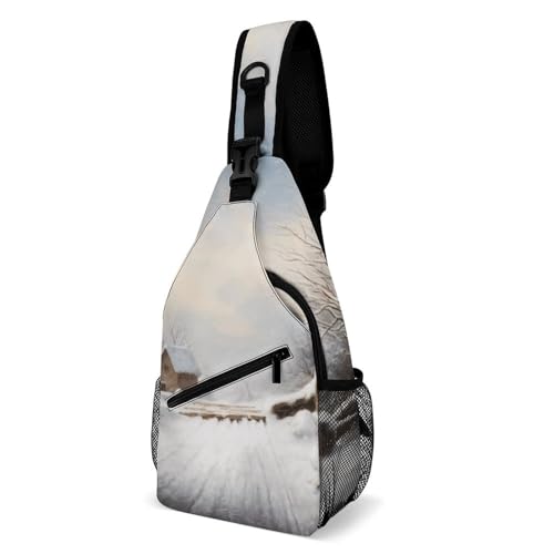 Sac à dos pratique voyage et sac de poitrine léger scène de neige