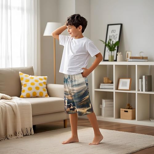 ALAZA Wolf Family Mountain Landscape Pajama Shorts Sleep Shorts Pant Lounge Pajama Bottoms Elastic Waist with Pockets4