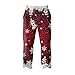WENKOMG1 Mens Pajama Pants Soft Tall - Reindeer Snowflake Graphic Xmas Holiday Lounge Pajama Pant Silk for Men Pajama Fashion Clothes Pijamas Navidenas Algodon (XXL - Deep Red)