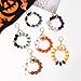 Pingyongchang Halloween Wooden Beaded Keychain Skeleton Bat Pumpkin Ghost String Keychain Fun Halloween Accessories for Women Men-C
