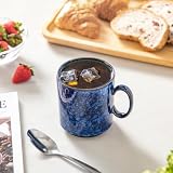 vancasso STARRY zestaw 6 filiżanek do kawy z kamionki, 360 ml, z pierścieniem stojącym dla 6 osób, zestaw filiżanek do kawy z uchwytem, można myć w zmywarce, używać w kuchence mikrofalowej, kolor