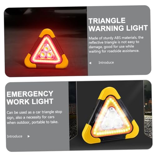 Triangle de sécurité réfléchissant LED compact avec support stable et lampe de travail