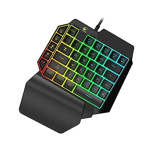 Hemobllo Clavier Mécanique Rvb Rétroéclairé pour Jeu Clavier à Commande Main Noir Compact pour Ordinateur Portable