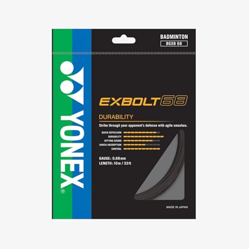 Corde de badminton YONEX Exbolt 68 noir pour vos matchs et entraînements