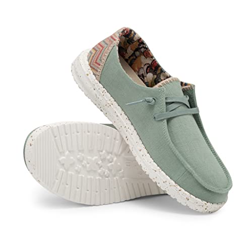Image of HEYDUDE Women's Wendy Aloe Size 6 | Women's Shoes | Women's Lace Up Loafers | Comfortable & Light-Weight