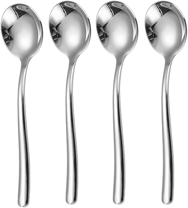 Siaiqiang Large Round Soup Spoons,4 pack Premium 18/8