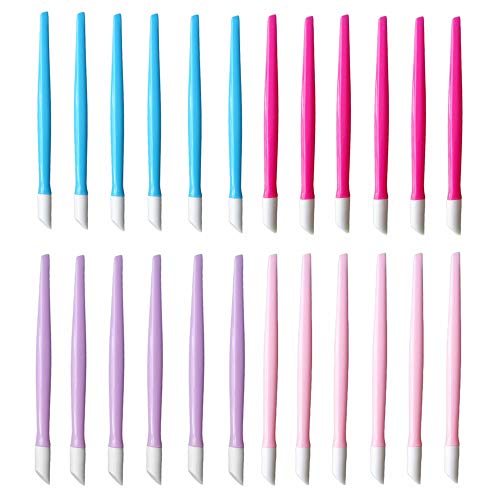 24 Pcs Rubber Nail Cuticle Pusher Plastic Handle Rubber Tipped Nail Cuticle Cleaner Acrylic Nail Art Tool