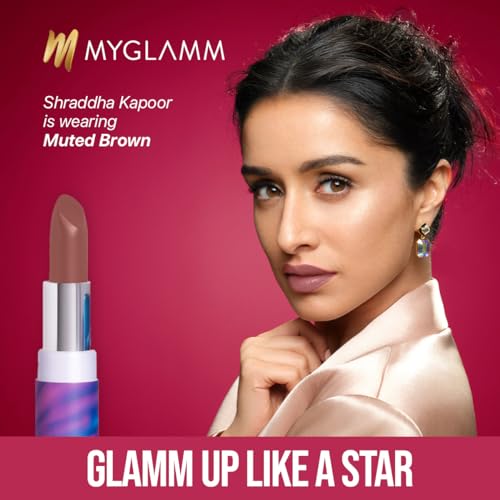 Image of MyGlamm POSE HD Lipstick-Muted Brown (Brown)-4 gm | Matte Lipstick | Enriched with Moringa oil & Vitamin E | Long-lasting & Moisturising
