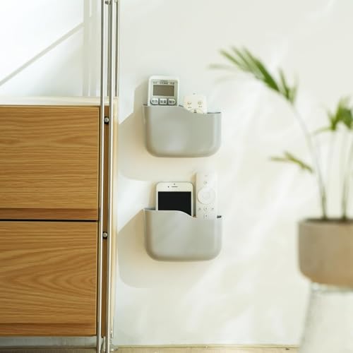 SUNFICON Selbstklebende Fernbedienungshalter, Universal-Halterung für Media-Player, Controller, Wandmontage, Fernbedienung, Organizer, Box, Grau