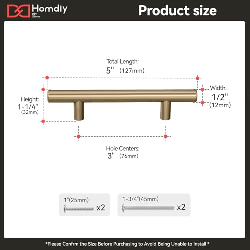 Image of homdiy 35Pack 3in Cabinet Handles Champagne Bronze Kitchen Cabinet Pulls Drawer Pulls for Dresser Drawers