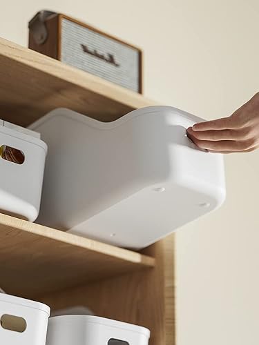 Miniatura 6 de Contenedores de plástico blancosorganizadores de almacenamiento, cestas de despensa, contenedores para estantes, organizador y almacenamiento para