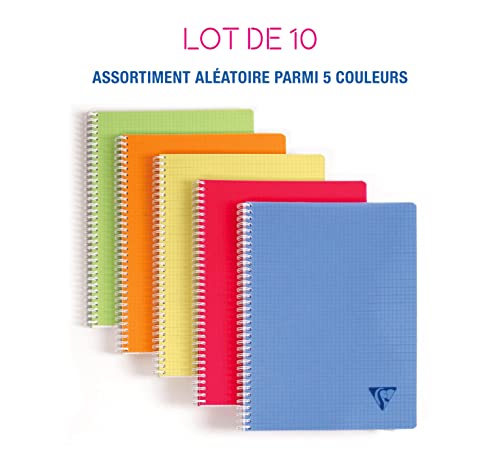Cahier à spirale Clairefontaine 90g avec couverture polypro transparente