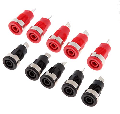 ikarex-shop 10x Einbaubuchse ( 5X Rot, 5X Schwarz ) 4mm Bananenbuchse Binding Post Sicherheitsbuchse Lautsprecher HiFi Audio Bananenstecker 10 Stück thumbnail