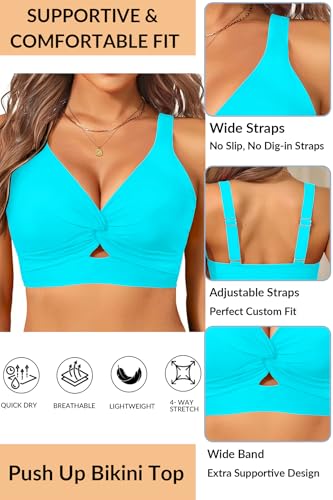 Image of Women's Bikini Top - Supportive Swimsuit for Large Bust - 2025 Cut Out Twist Swim Top