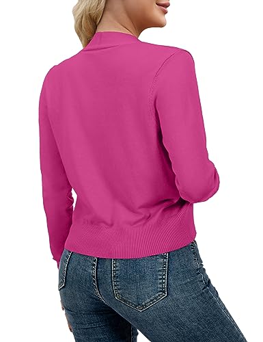 Image of AAMILIFE Women Long Sleeve Cropped Knit Sweater Cardigans Open Front Bolero Shrug