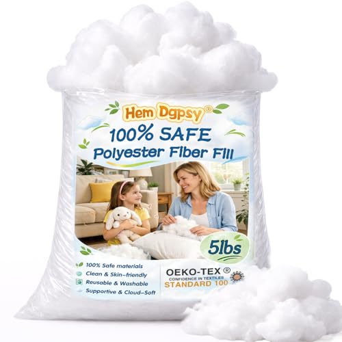 Image of Hem Dgpsy Polyfill Stuffing 5lbs /80oz, Premium Pillow Stuffing for Stuffed Animals, Crafts, Crochet Toys, Sewing, Home Decor, Machine Washable