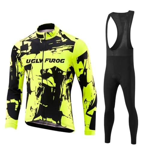 UGLY FROG Prenda de Ciclismo Invernal con Forro de Polar térmico para Hombres, Chaqueta y pantalón con Almohadilla de Asiento + Gel 20D