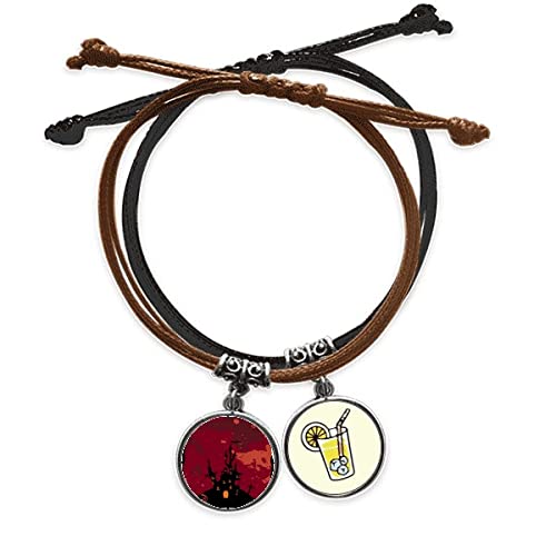 Château fantôme de Peur Citrouille d'halloween bracelet corde main chaîne cuir jus de citron