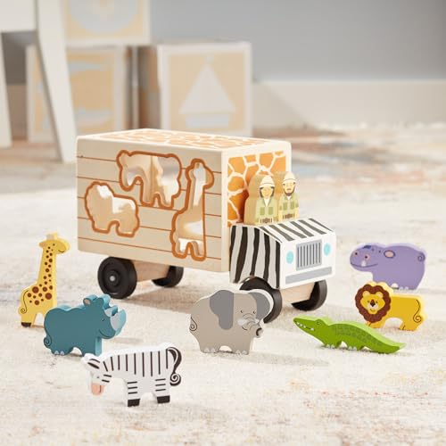 Melissa & Doug Animal Rescue Shape-Sorting Truck - Wooden Toy with 7 Animals and 2 Play Figures - image 9