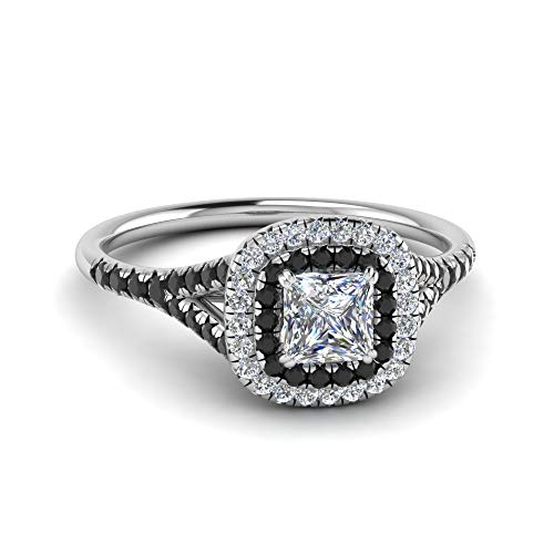 Image of Choose Your Gemstone Delicate Double Halo Diamond CZ Ring Sterling Silver Princess Shape Halo Engagement Rings Matching Jewelry Wedding Jewelry Easy to Wear Gifts US Size 4 to 12