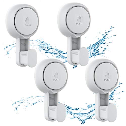 Ingzy Suction Cup Hooks for Shower - Shower Hooks Suction Cups for Bathroom Kitchen - Suction Hooks for Shower Wall Glass Heavy Duty Reusable,4 Pack