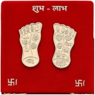 Maa Lakshmi Ji Charan Paduka | Pure Silver Goddess Foot Prints for Diwali, Pooja, Dhanteras, Aarti & Temple | Religious, Blessings & Home Decor (Feet Weight-3.5Gm)