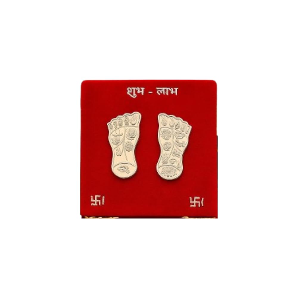 925siller Maa Lakshmi Ji Charan Paduka | Pure Silver Goddess Foot Prints for Diwali, Pooja, Dhanteras, Aarti & Temple | Religious, Blessings & Home Decor