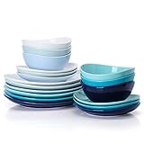 Sweese 198.003 Porcelain Dinnerware Set, 18-Piece, Service for 6, Cool Assorted Colors