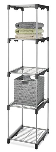Whitmor 5 Tier Shelf Tower - Closet Storage Organizer,Silver #TOP9