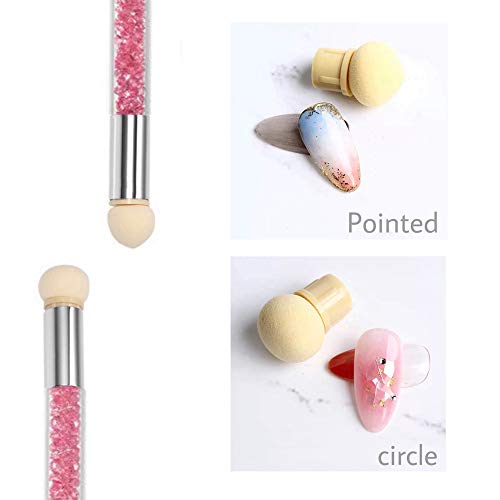Nail Art Rendering-Werkzeuge Schwamm- undTupfpinsel, Doppelter Kopf Ombre Sponge Stick, Sponge Brush Applikator inkl. 4 Ersatzköpfe, Pigmentpinsel, Pigment Applicator