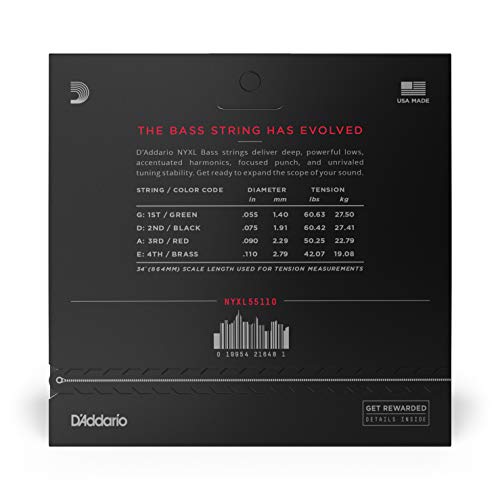 D'Addario NYXL Bass Guitar Strings 55-110, Heavy, 4-String by D'Addario - Used condition - Image 2