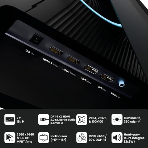 Image of Arozzi Gaming Monitor Nova 27 inch IPS 180Hz - Computer Monitor QHD 1440p - Adaptive Sync, HDR10 & Flicker Free Display - 100% sRGB Color Accuracy - PC & Console Ready - Black
