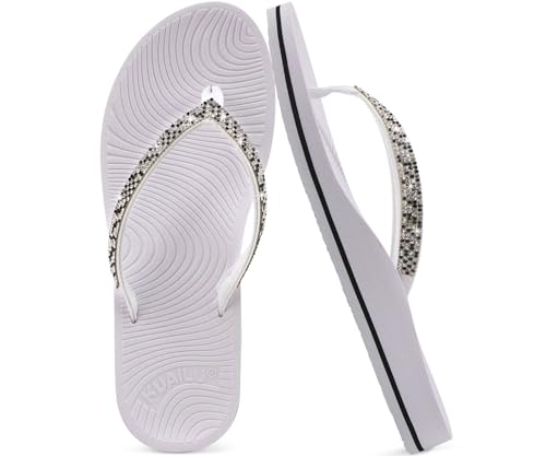 Image of KuaiLu Women's Rhinestone Flip Flops Arch Support Yoga Mat Cushion Sandals