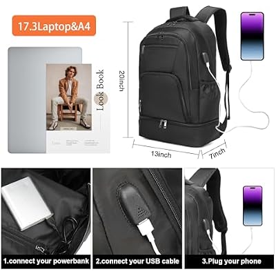 seyfocnia Gym Backpack for Men,Gym Bag with Shoe Compartment Lightweight Travel Workout Sports Backpack with USB Charging Port