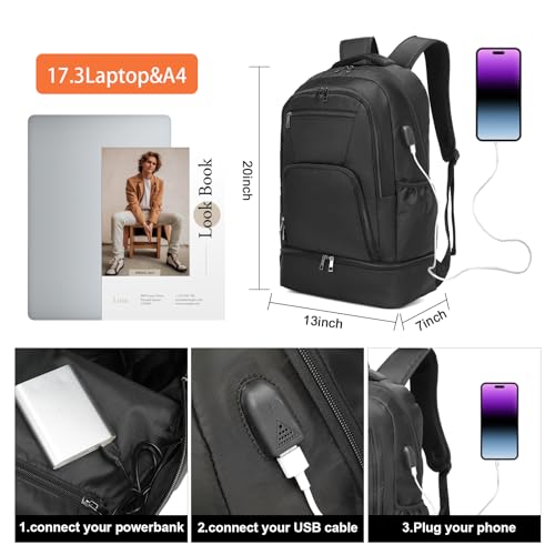 seyfocnia Gym Backpack for Men,Gym Bag with Shoe Compartment Lightweight Travel Workout Sports Backpack with USB Charging Port4