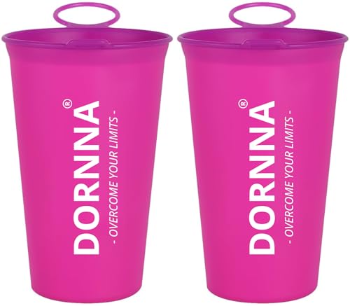 DORNNA® - Bicchiere Portatile 200 ml per Trail Running x 2PCS, Borraccia Senza BPA di Silicone e Leggero, Running, Ciclismo e Escursionismo (Rosa)