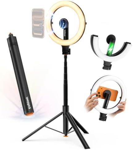 KraftGeek Ring Light with Stand, Magnetic Phone Tripod with Light