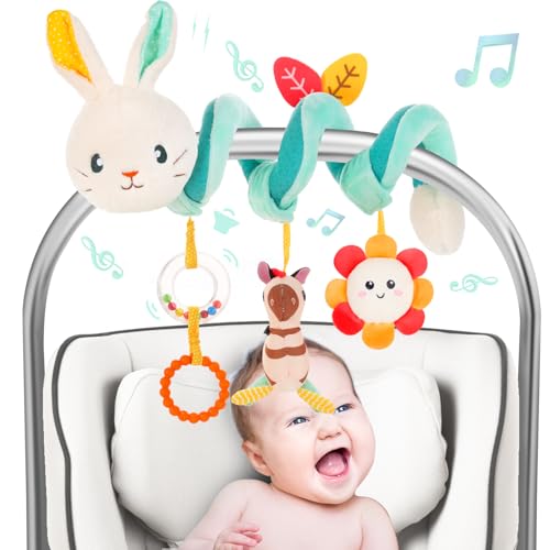 Image of FATI Car Seat Toys for Babies 0-6 Months, Stroller & Crib Toys with Squeaker Rattles - Ideal Gifts